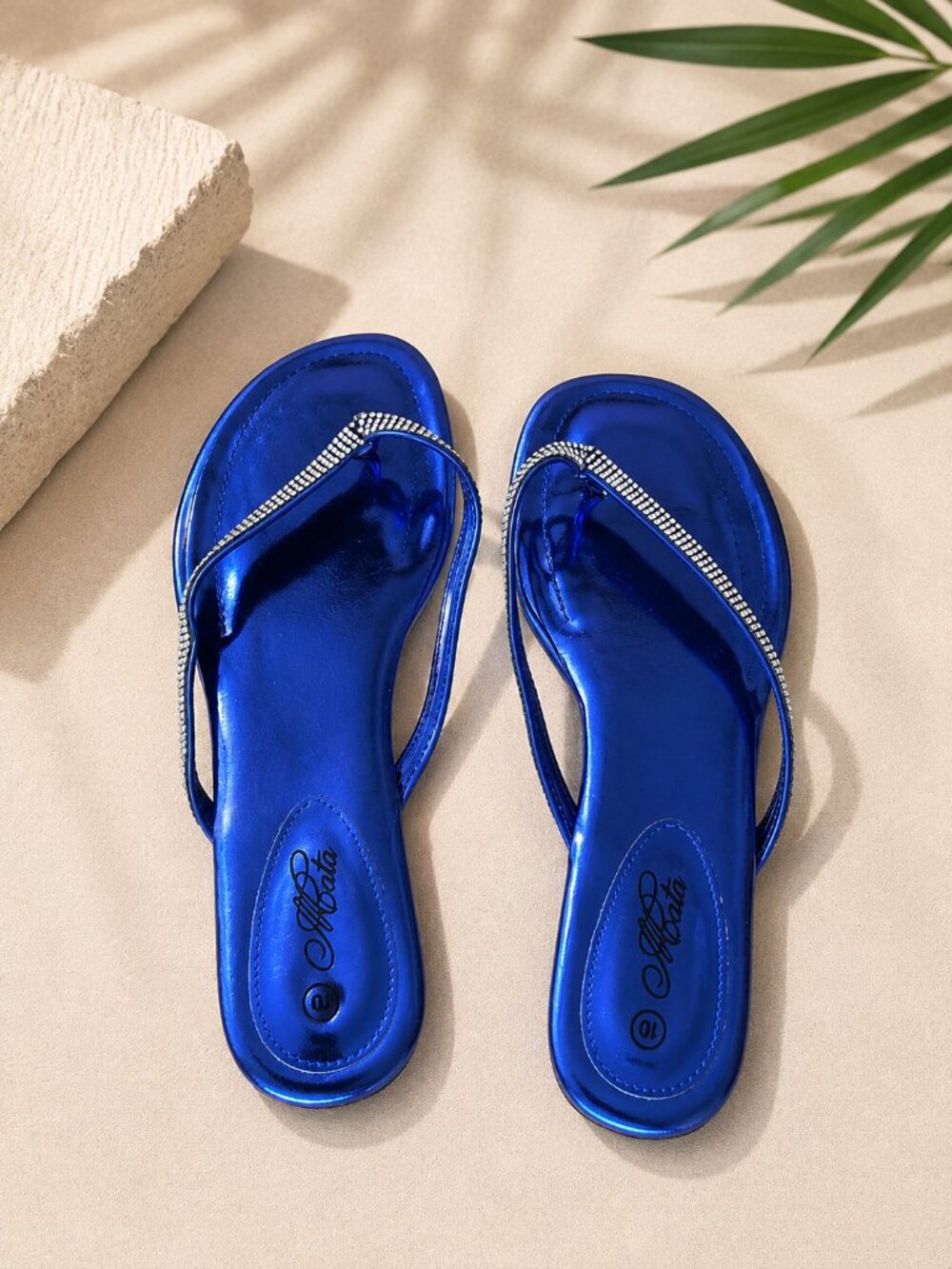 Mata shiny blue rhinestone embellished sandals in womens size 10